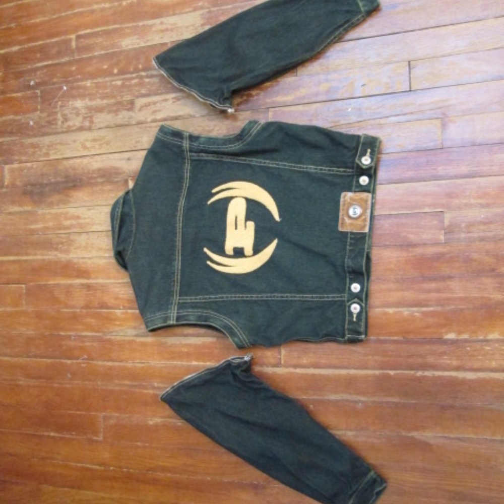 - Rapper Style Hip Hop Jean Jacket zips to Vest-rare